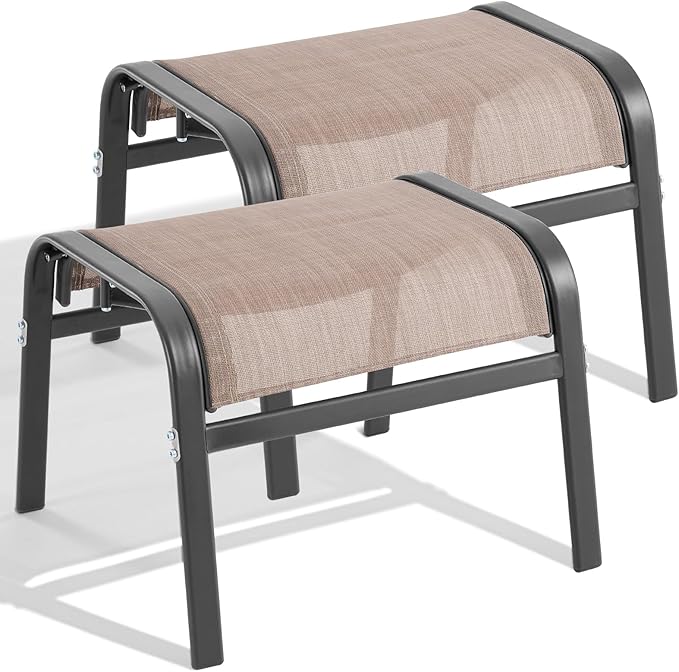 ONBRILL Outdoor Ottoman Set of 2, All Weather Outdoor Foot Stool