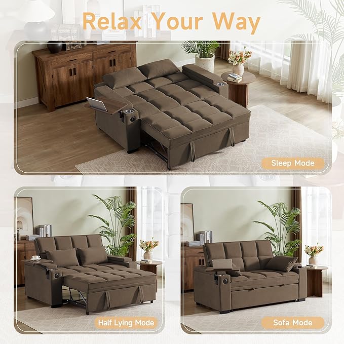Auvsoce 65'' Convertible Sleeper Sofa Bed