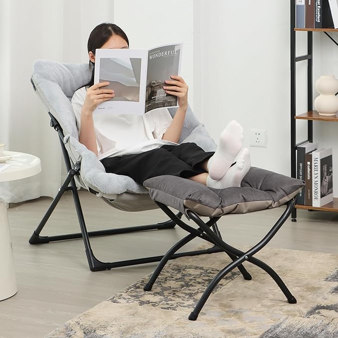 15" Folding Ottoman, Foldable Footrest Stool, Portable Small Foot Stool