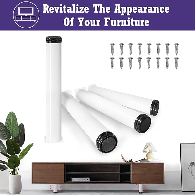 16 Inch Metal Furniture Legs Stainless Steel Adjustable Legs White Metal Legs