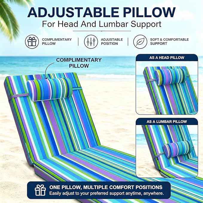 Chaise Lounge Cushion for Outdoor Furniture, Waterproof, Fade-Resistant and