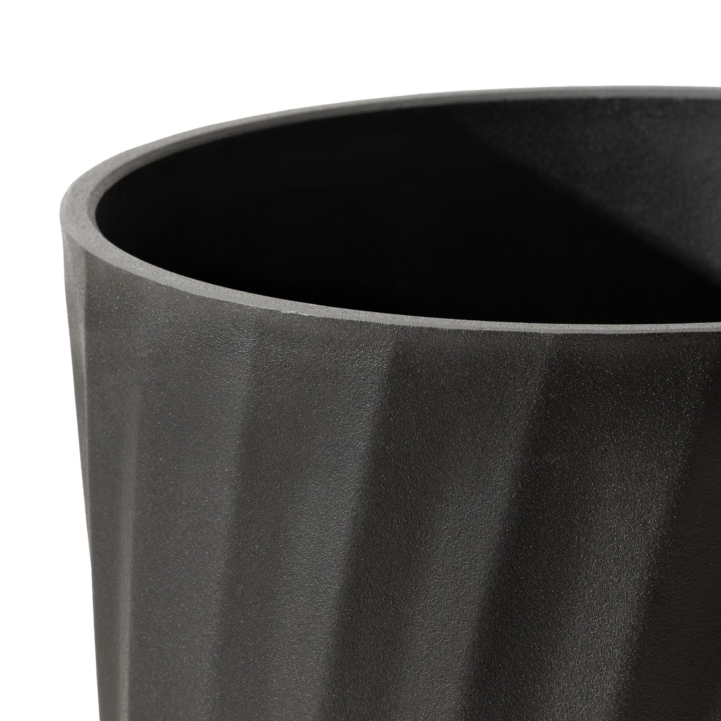 La Jolie Maison 24 Inch Tall Planters, Set of 2 Matte Black Tree Planters with Shelf Insert, Morden Large Round Plant Pots Containers for Indoor/Outdoor, Front Door, Patio and Deck