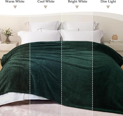 Exclusivo Mezcla Fleece Twin Size Bed Blanket, Ultra Soft, Lightweight and Fuzzy Forest Green Blanket for Women, Home Decor, 60x80 Inches