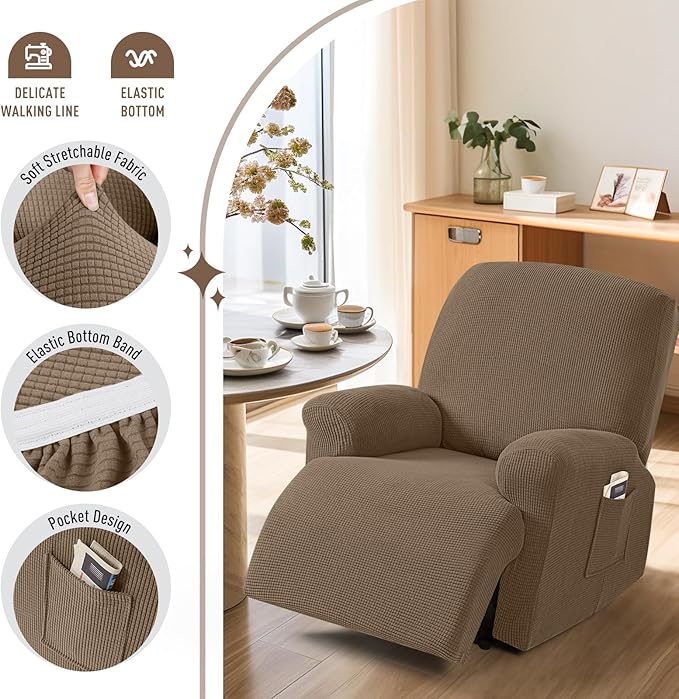 TAOCOCO Oversized Recliner Chair Covers, 1 Seater Streach Recliner Covers Soft