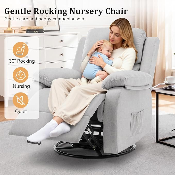 Korser Recliner Chair, 360 Swivel Rocker Chair