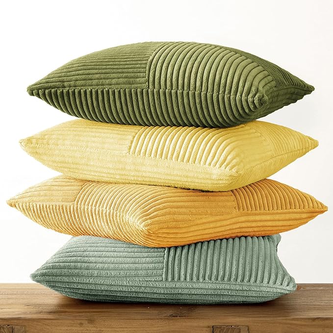 MIULEE Boho Farmhouse Spring Decorative Throw Pillow Covers 20x20 Inch 4 Packs