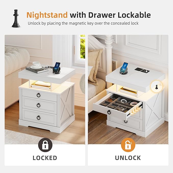 WOOVIVS Side Table with Gun Drawer