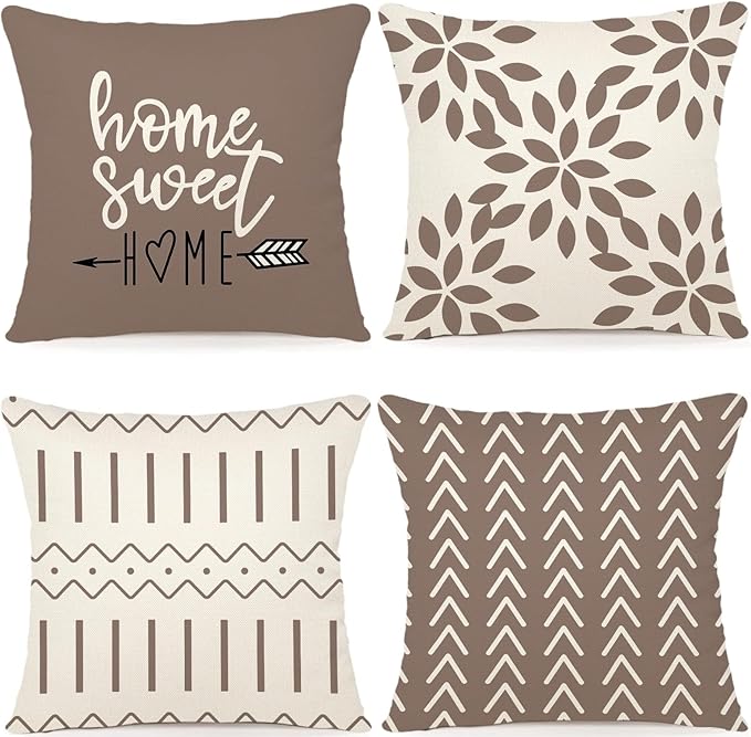 YCOLL Pillow Covers 20x20 Set of 4, Modern Sofa Throw Pillow Cover, Decorative