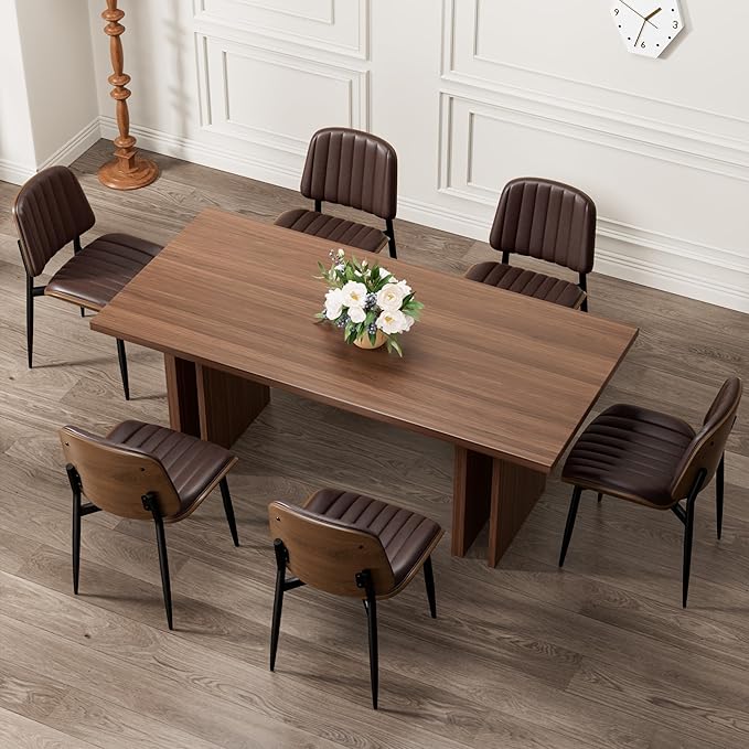 REONEY Dining Chairs Set of 4, Mid-Century Modern Upholstered PU Leather Chairs