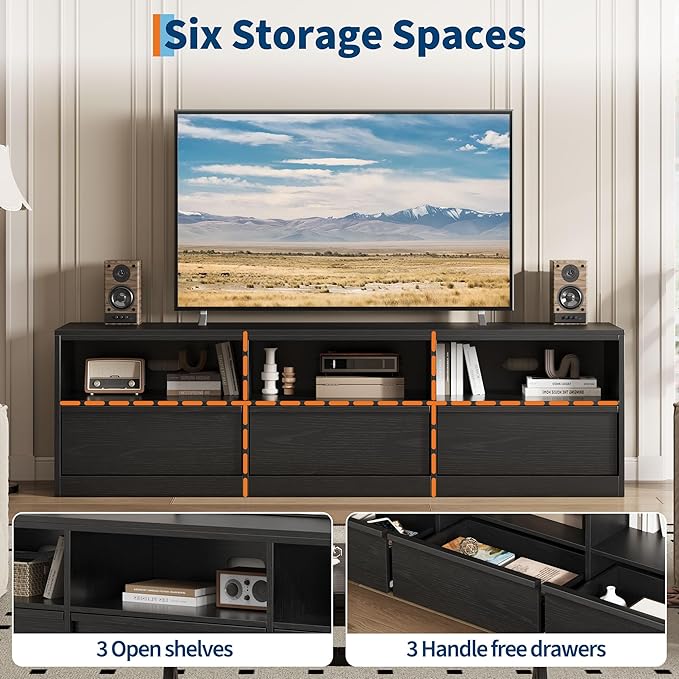 GarveeHome 70 in TV Stand for TVs up to 85 in, Mid Century Modern Entertainment