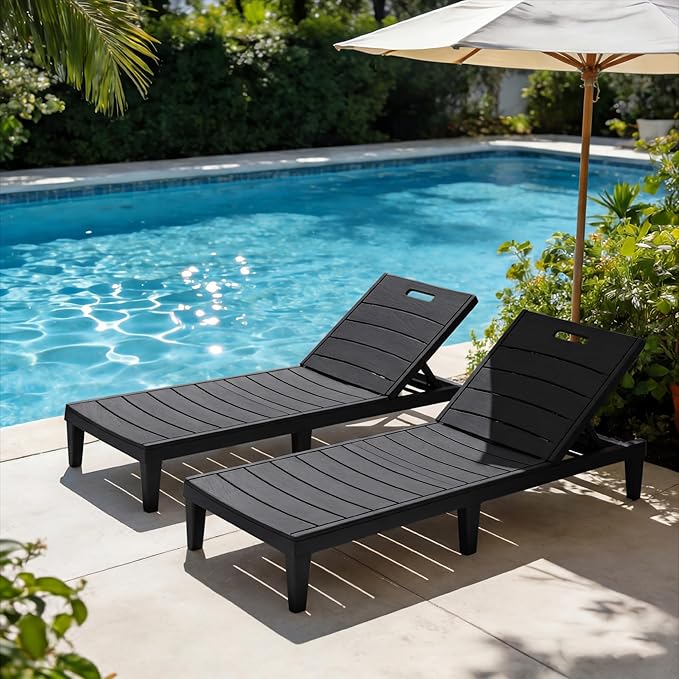 Greesum Outdoor Chaise Lounge Chair Set of 4, Waterproof 5-Position Adjustable