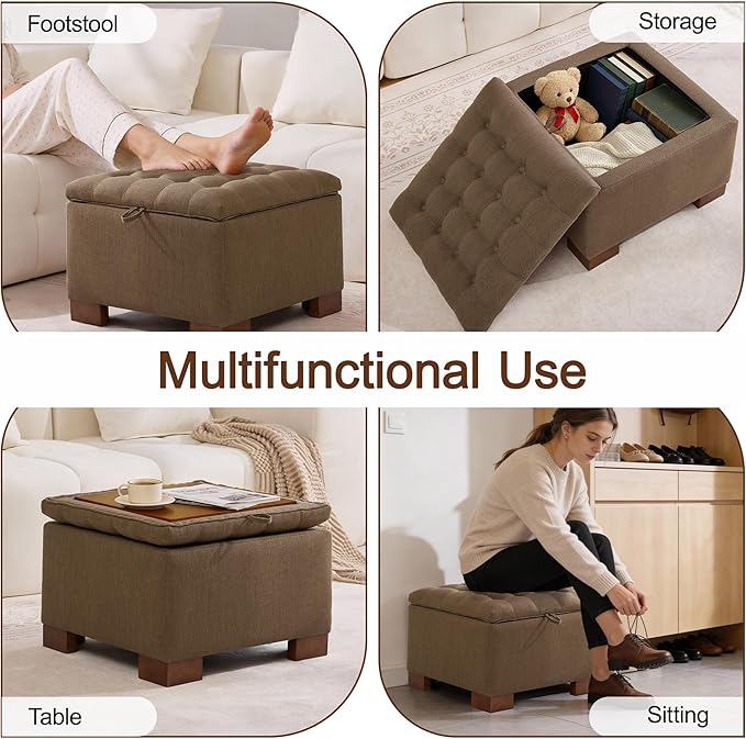 WUTUTUEE 24" Fabric Square Storage Ottoman