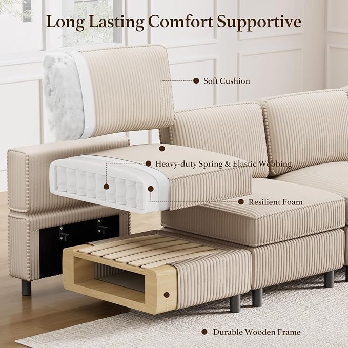 Belffin 114.2" 8 Seats Modular Sectional Sofa