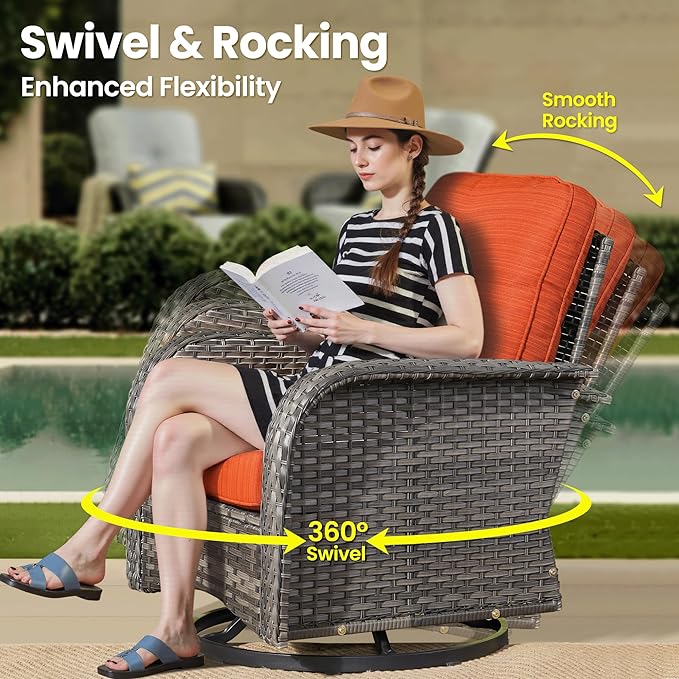 ovios 3-Piece Patio Furniture Set, Outdoor Wicker Sofa