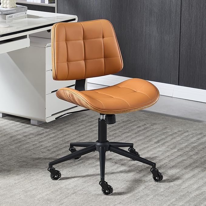 Home Office Desk Chair with Wheels, Adjustable Height Armless Office Chair