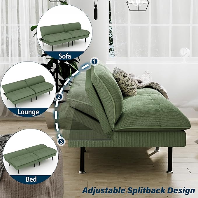 Ribilake 70" Futon Sofa Bed, 4 in 1 Multi-Function Couch Sleeper