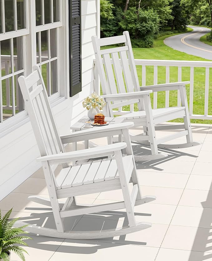 KINGYES Oversized Outdoor Rocking Chair, All-Weather Patio Rocking Chairs