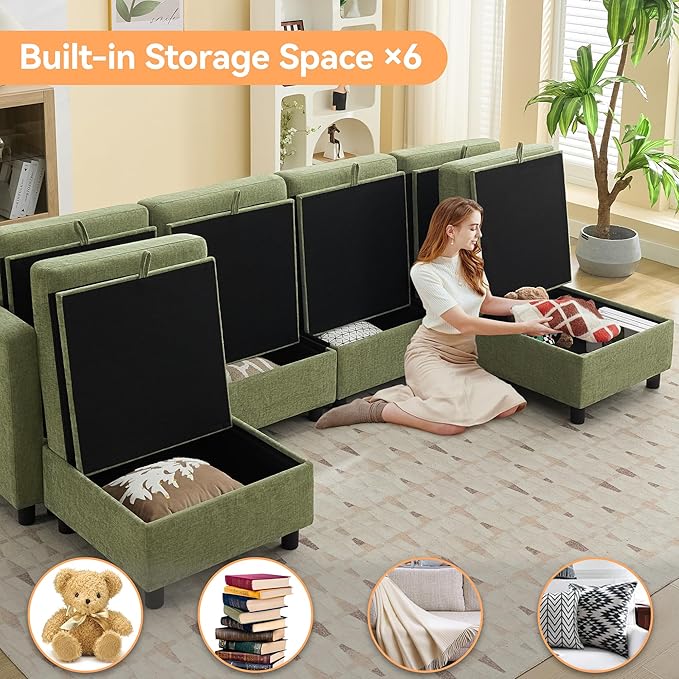 WUTUTUEE 107”Modular Sectional Sofa Convertible U Shaped Sofa Couch Set