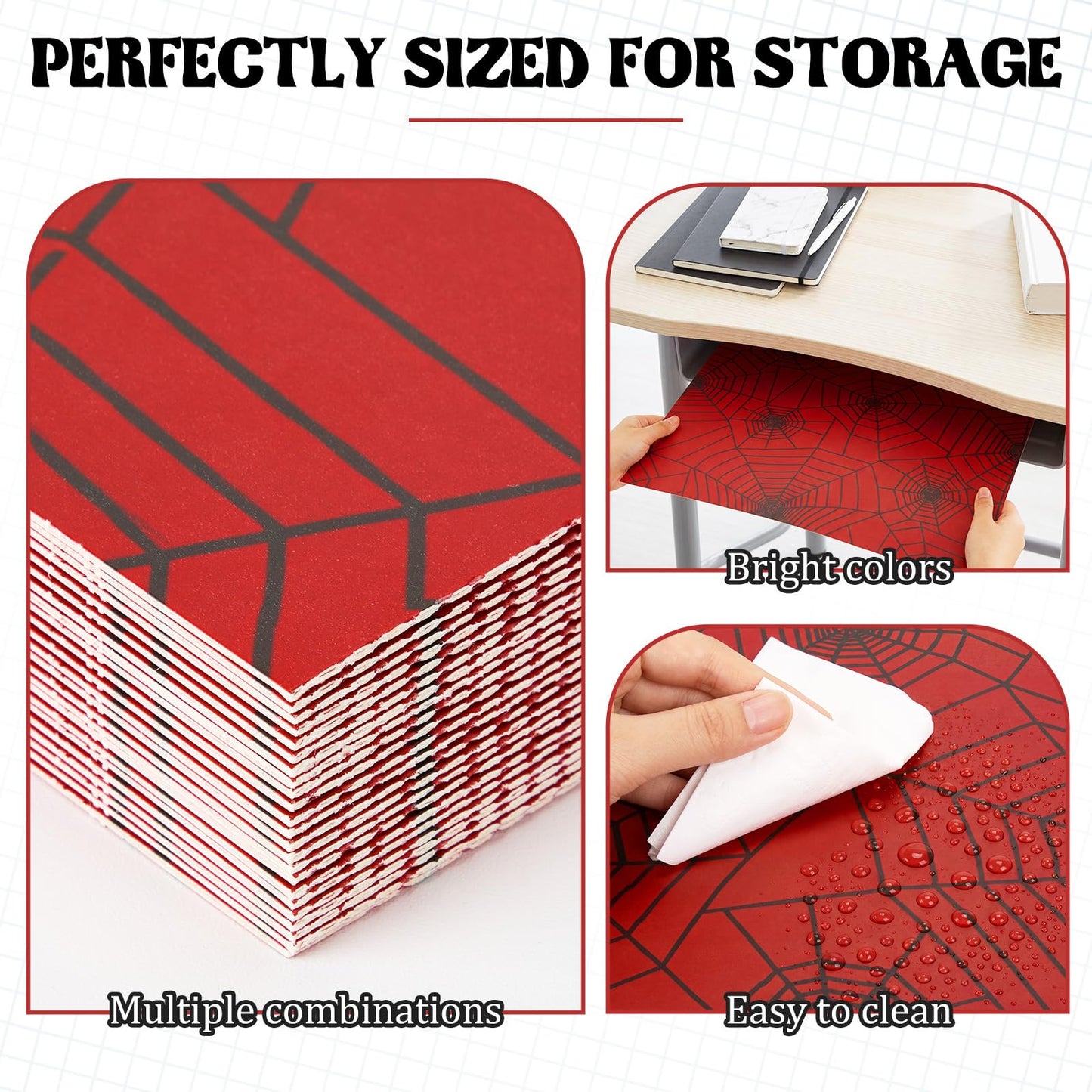 SATINIOR 24 Pcs Privacy Folders for Students, Desk Dividers for Classroom Testing, Trifold Cardboard Privacy Boards, Study Carrels Panel School Teacher Supplies(Spider Web Style,Red)