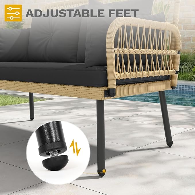 DWVO Outdoor Loveseat, Patio Wicker Furniture Set