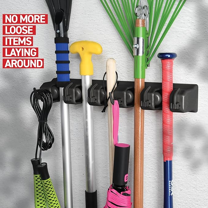 2 Pack Mop and Broom Holder Wall Mount