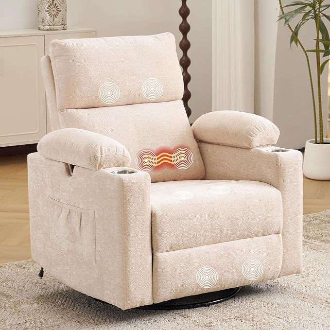 Rocking Chair Nursery with Adjustable Armrests, Electric Glider Recliner
