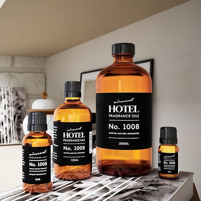AirScent Hotel Diffuser Oil No. 1008 - White Tea Aloe Sandalwood - 500 mL | Hotel Scent Dupe - Premium Fragrance Oil for Ultrasonic and Waterless Diffusers and Crafting - 16.9 fl oz Dropper Bottle