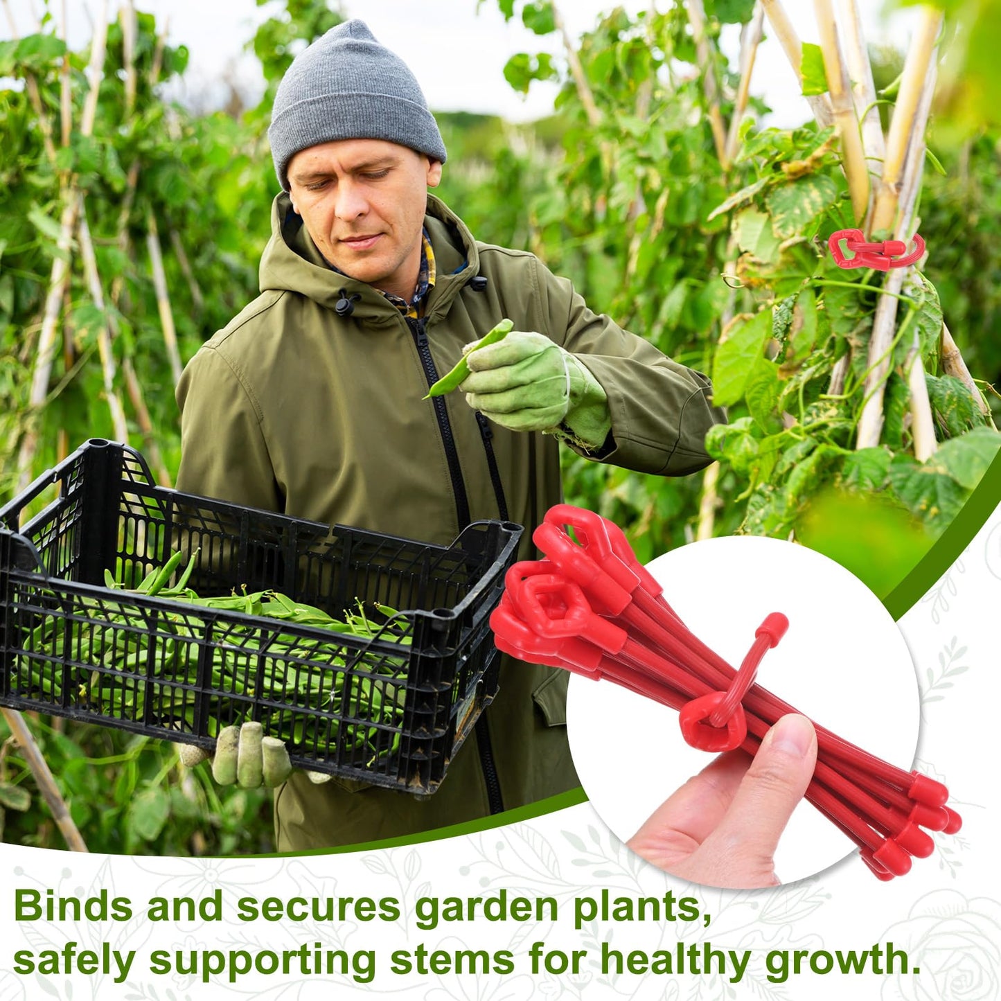 M METERXITY 12-Pack Adjustable Plant Ties, 8inch/20.32cm Silicone Flexible Multi-Function Sturdy Garden Twist Tie for Plant Support/Tree/Shrub/Vine, Reusable Support Twine [Red]