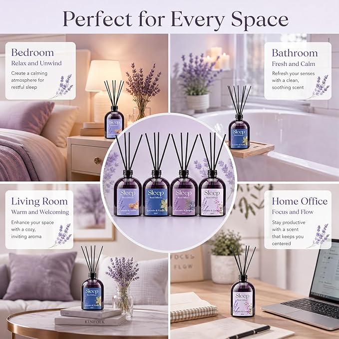 SCENTORINI Reed Diffuser Set, 6.76oz, Lavender Essential Oil Diffuser, Summer Fragrance Reed Diffuser with 24 Sticks for Bedroom Sleep, Spa Relax, Home Fragrance Bathroom Hotel Decor