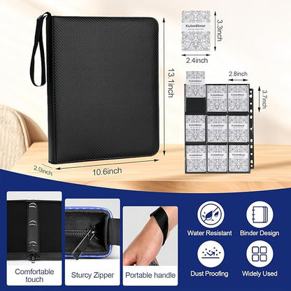 Card Binder – 720 Capacity, Zippered Trading Card Holder for MTG, Sports & Collectible Cards – Acid-Free, Durable & Travel-Friendly Storage (Black, 9 Pocket) (Pack of 2)