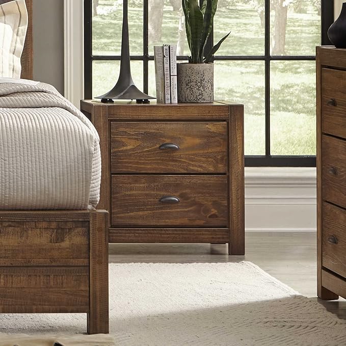 Grain Wood Furniture Montauk 2-Drawer Bedside Nightstand, Solid Wood