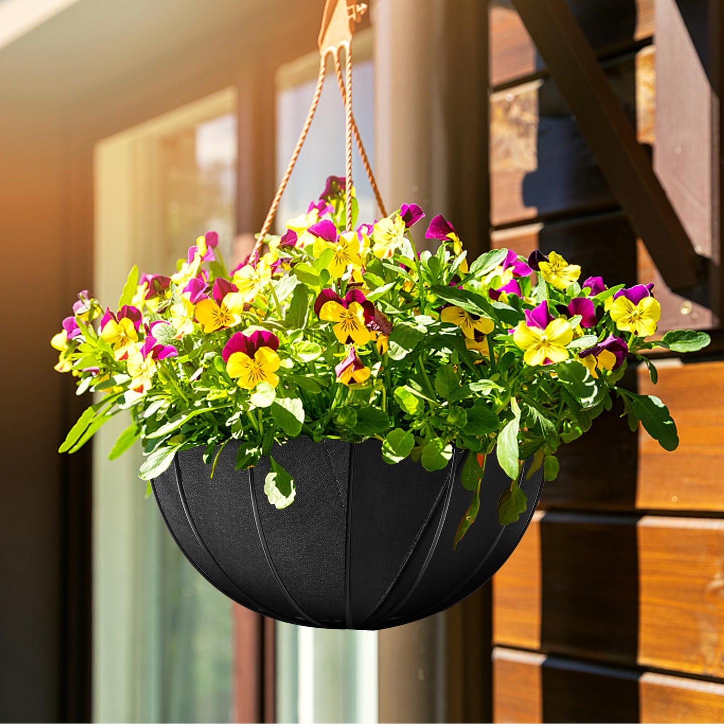 Adnee 4 Pcs 16 Inch Fabric Planter Basket Liner-Felt Flower Pot Liners-Hanging Plant Basket Fiber Insert for Garden Wall Hanging Planter Flower Vegetables(Round)