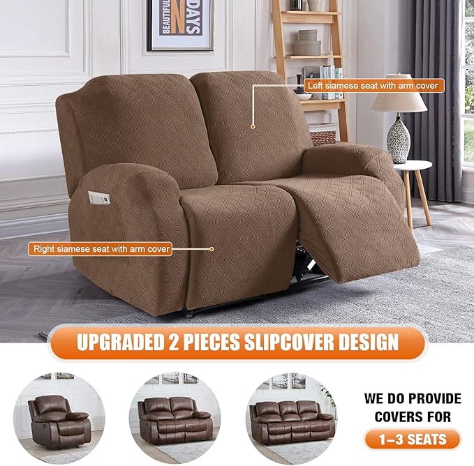VANSOFY Oversized Recliner Cover, 2-Pieces Stretch Reclining Couch Cover
