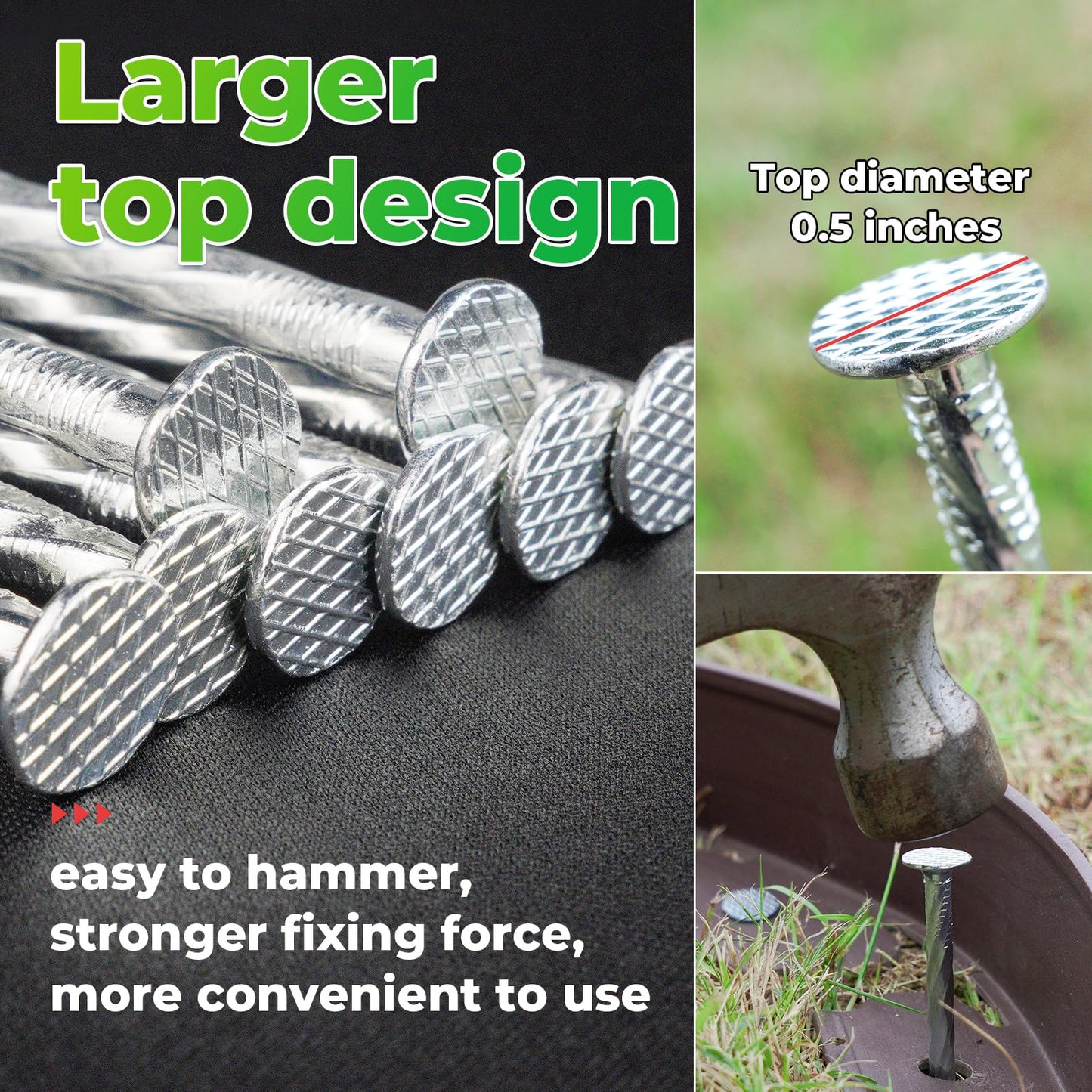 EISENSP 6.3-Inch Galvanized Heavy-Duty Landscape Stakes, (300-Pack) Spiral Metal Turf Spikes for Artificial Grass, Paver Edging, Weed Barrier, Securing Fences and More