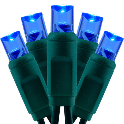 YULETIME 140 Blue Christmas String Lights, 2-Set 24 ft 70 One-Piece 5mm LED