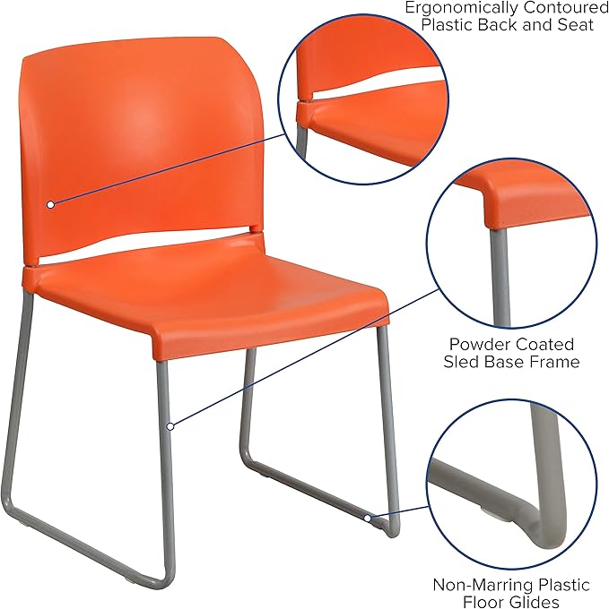 Flash Furniture HERCULES Series 880 lb. Capacity Orange Full Back Contoured