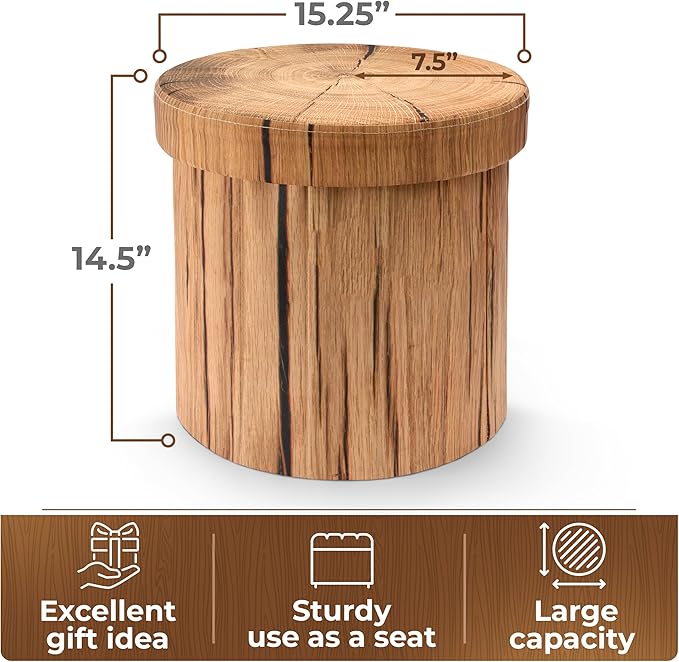Sorbus Tree Stump Stool, Toy Storage Ottoman 15 Inch Fake Tree Stumps Log Stool