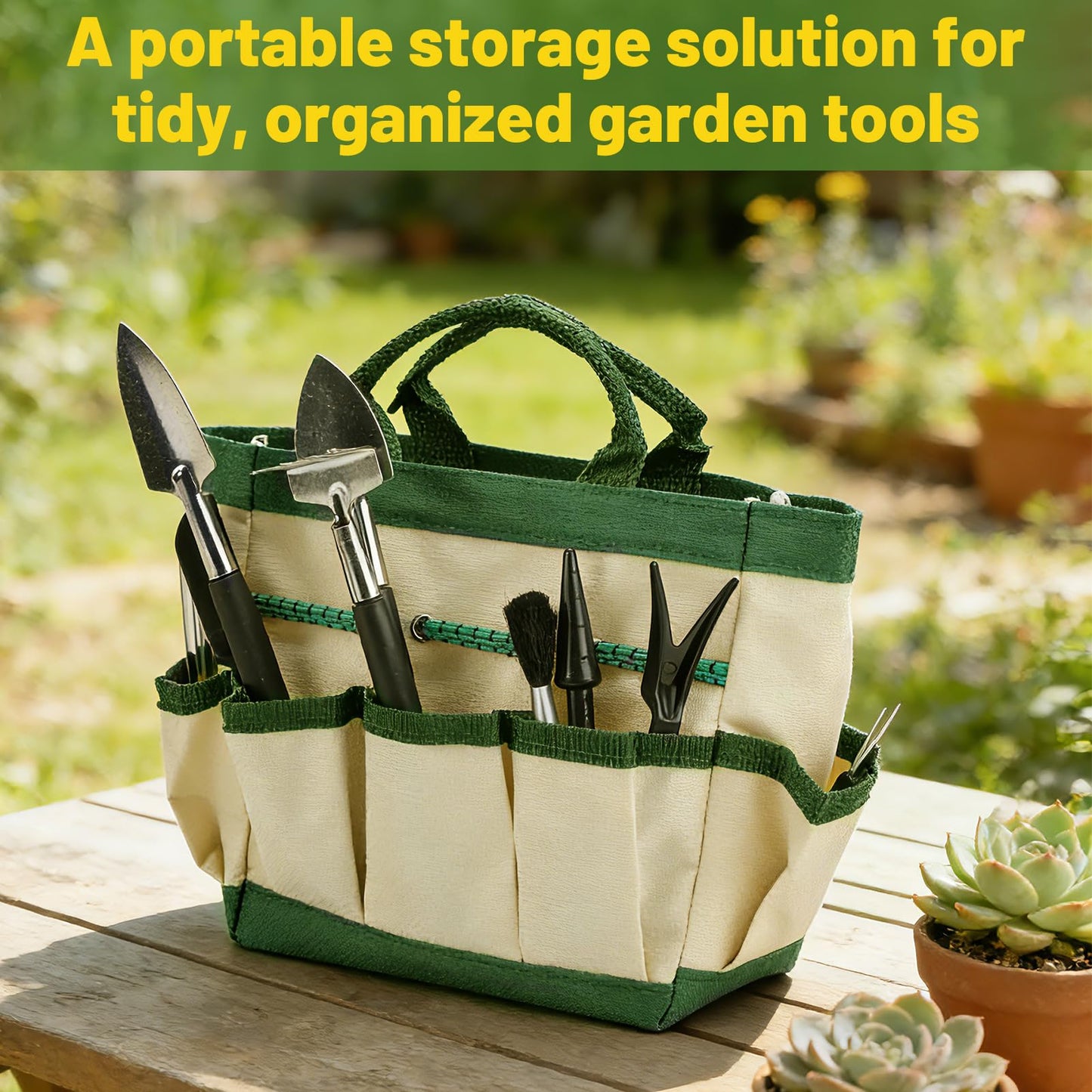 44pcs Small Gardening Tools Gifts for Women Beginners - Garden Hand Tools Set for Indoor Succulent Bonsai Plants Transplanting, Included Bag/Repotting Mat/Shovel/Labels, Green