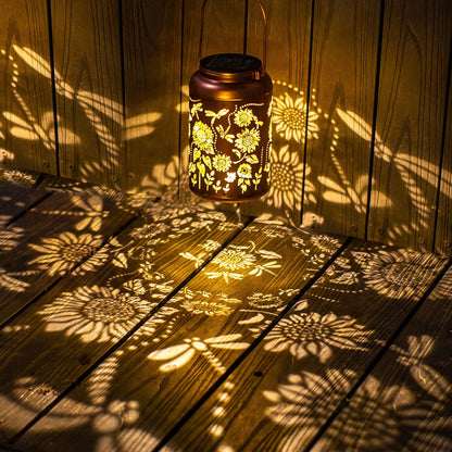 Sunflower Solar Lanterns Outdoor Waterproof Hanging Solar Lights,Gifts for Women Grandma Mom Garden Decor,Lantern Metal Decorative Yard,Patio,Lawn,Porch,Deck,Balcony