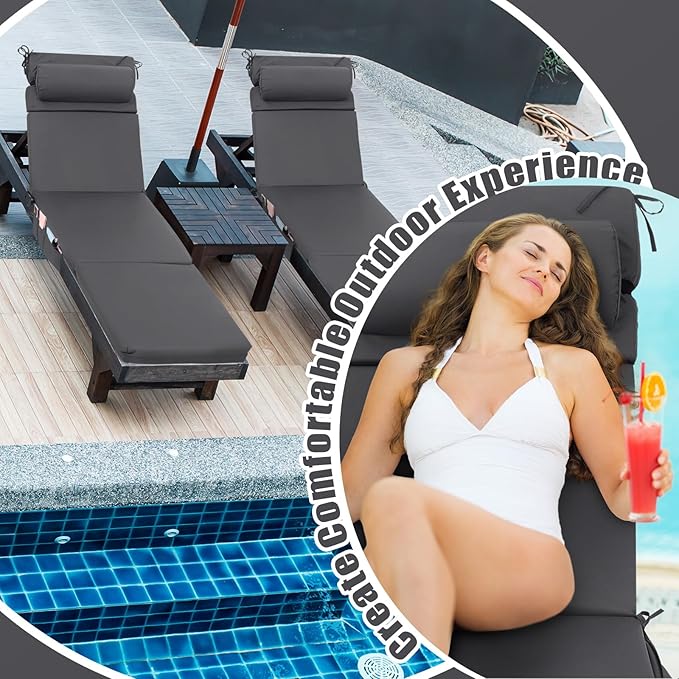 Wenqik 2 Pcs Outdoor Chaise Lounge Cushion