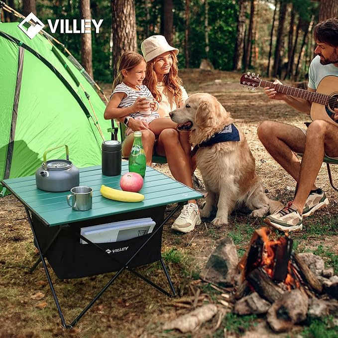 VILLEY Portable Camping Side Table, Ultralight Aluminum Folding Beach Table