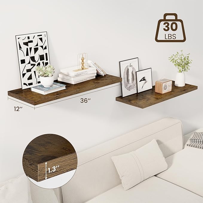 Dreamland 36" Floating Shelves for Wall, Wall-Mounted Shelves for Bedroom