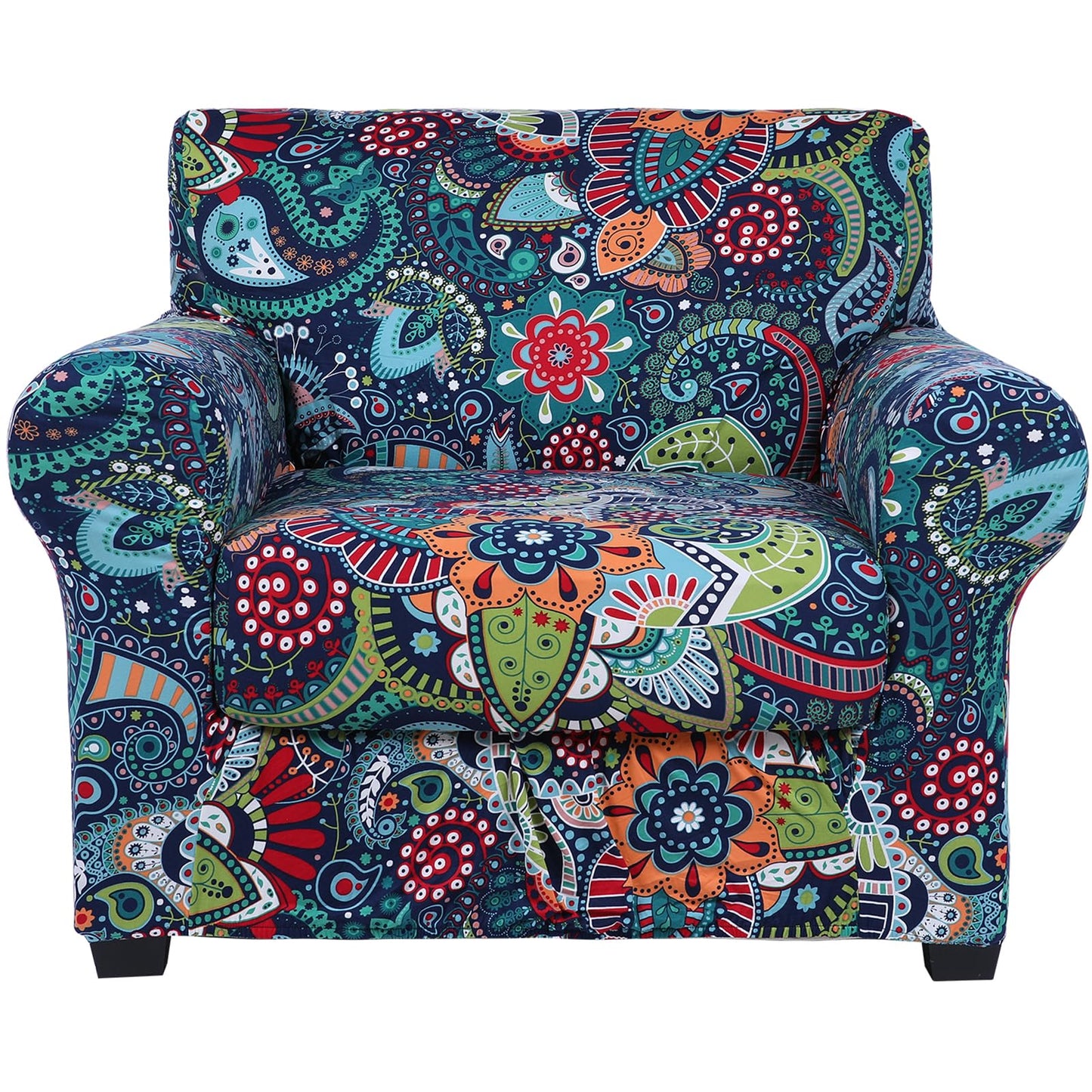 hyha Couch Covers, Chair/Sofa Covers, Floral Pattern, Stretch, Printed, 2 Pieces, Armchair Slipcover, Separate Couch Cushion Slipcover, Furniture Protector for Dogs(Armchair, Paisley Floral)