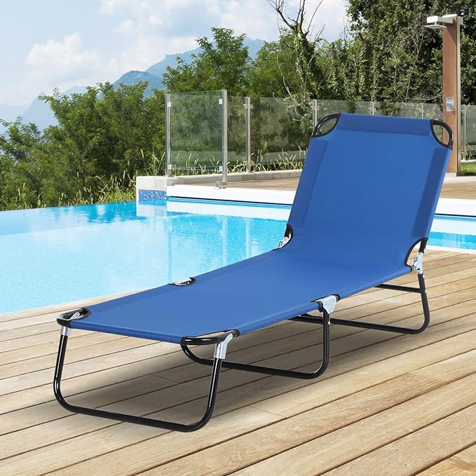 Outsunny Folding Chaise Lounge Pool Chairs, Outdoor Sun Tanning Chairs