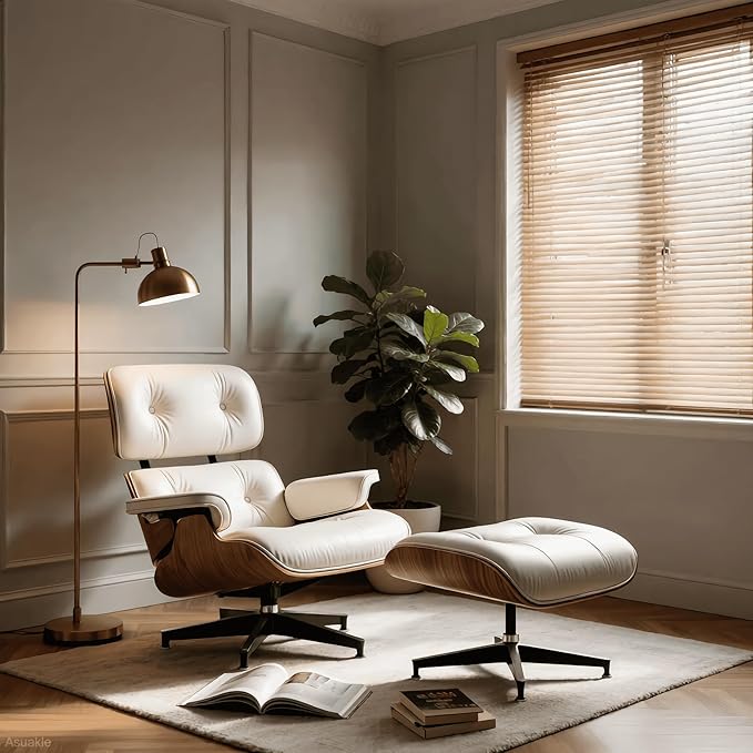 Top Grain Leather, Mid Century Chaise Lounge Chair and Ottoman, Modern Chair