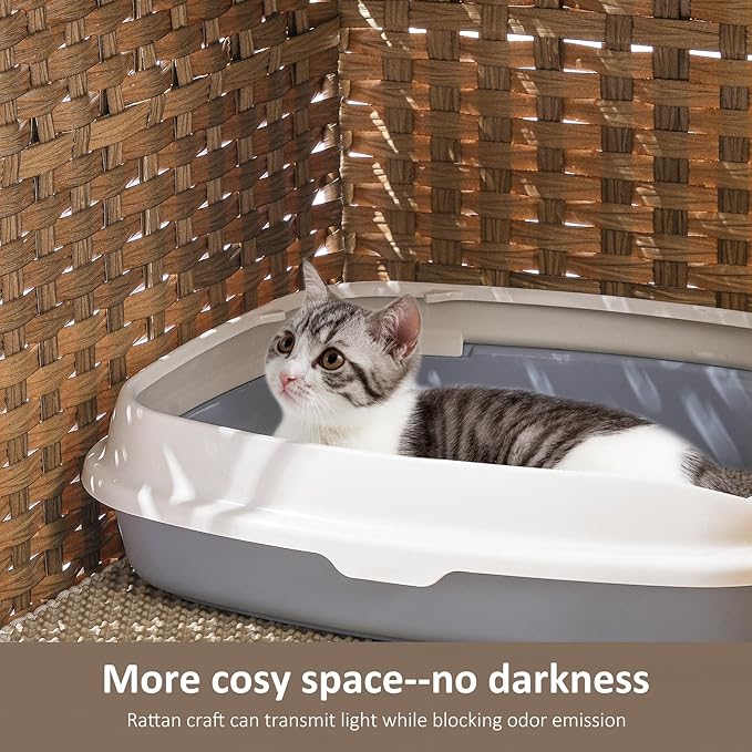 Cat Litter Box Enclosure with Soft Litter Mat; Hidden Cat Washroom Furniture