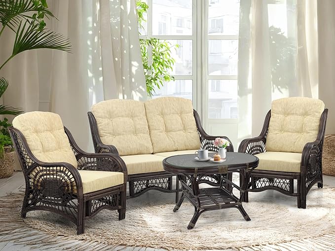 Malibu Lounge Living Accent Armchair Natural Rattan Wicker Handmade Design