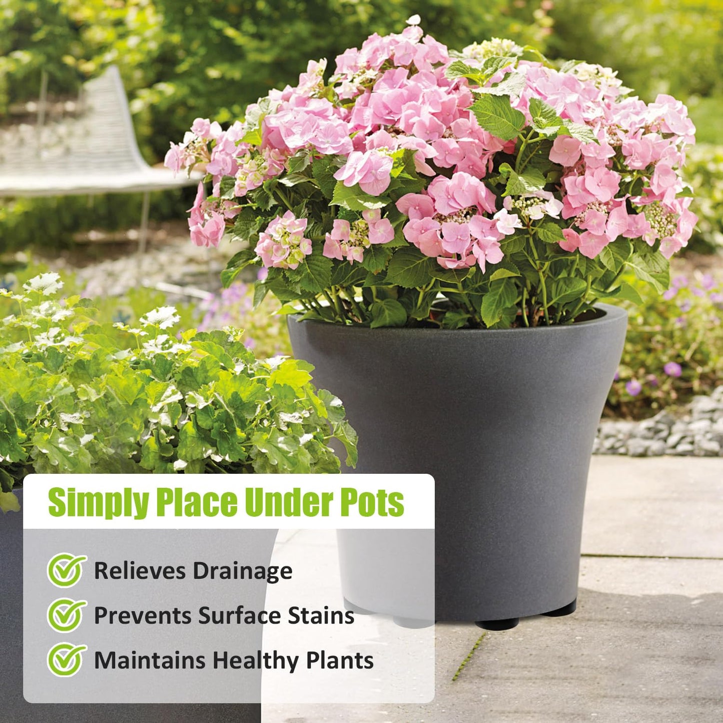 YUFDA 24 Pack Invisible Pot Feet with Enhanced Non-Slip Surface Grip Plant Pots and Flowers, Solid Rubber Pots Risers, Pot Lifters for Indoor or Outdoor Planters