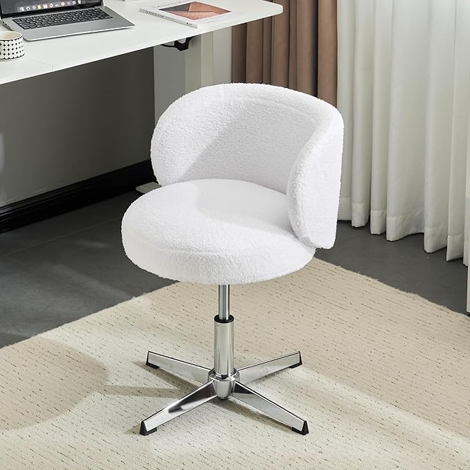 VINGLI Cute Small Swivel Desk Chair Comfy no Wheels, Ergonomic Low-Back Lumbar