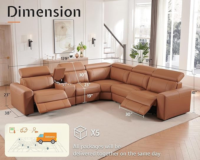 AMERLIFE Power Recliner Sectional Sofa